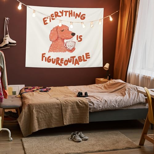 AQYIP Everything Is Figureoutable Tapestry, Motivational Inspirational Dog Tapestry Decorative, Positive Affirmation Quote Wall Tapestries Blanket Decor for Home Office, 50x60 Inch - Thumbnail 6