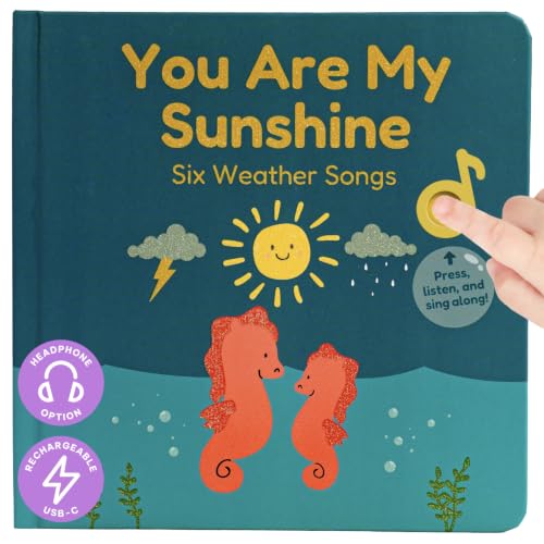 Image of Cali's Books You are My Sunshine Music Book for Toddlers 1-3 Years Old | Headphone Jack for Private Listening, USB-C Rechargeable, Nursery Rhymes Musical Book
