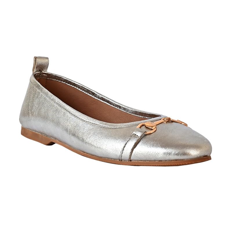 eske Caroline Genuine Leather Ballet Flats Silver Metallic (B0D6G41WG7) Amazon Price History, Amazon Price Tracker