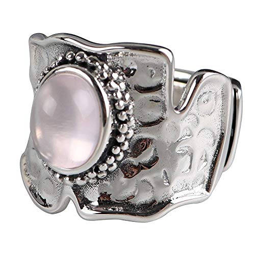 liuduo Bague Argent 925 Femme,Bagues Réglables Vintage Chunky Brillant Rose Cristal Pivoine Bague en Argent Sterling Charmant Bijoux De Noël Cadeau Bagues De...