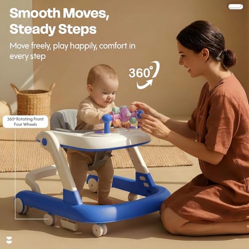 Image of StarAndDaisy Baby Walker for 6-18 Month Baby Boy & Girl /Height Adjustment, Musical Tray & Speed Control /Baby Walker for Kids with Safety Wheels and Comfortable Seat -Blue