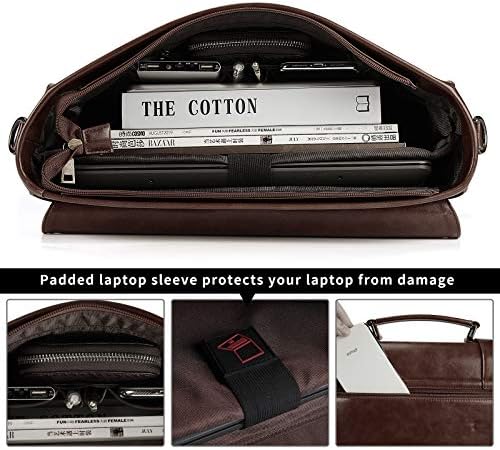 Lubardy Messenger Bag Mens Briefcase Laptop Bag 15.6 inch Shoulder Satchel Bag Waterproof Notebook Bags Vintage Leather for Work Business Trip School