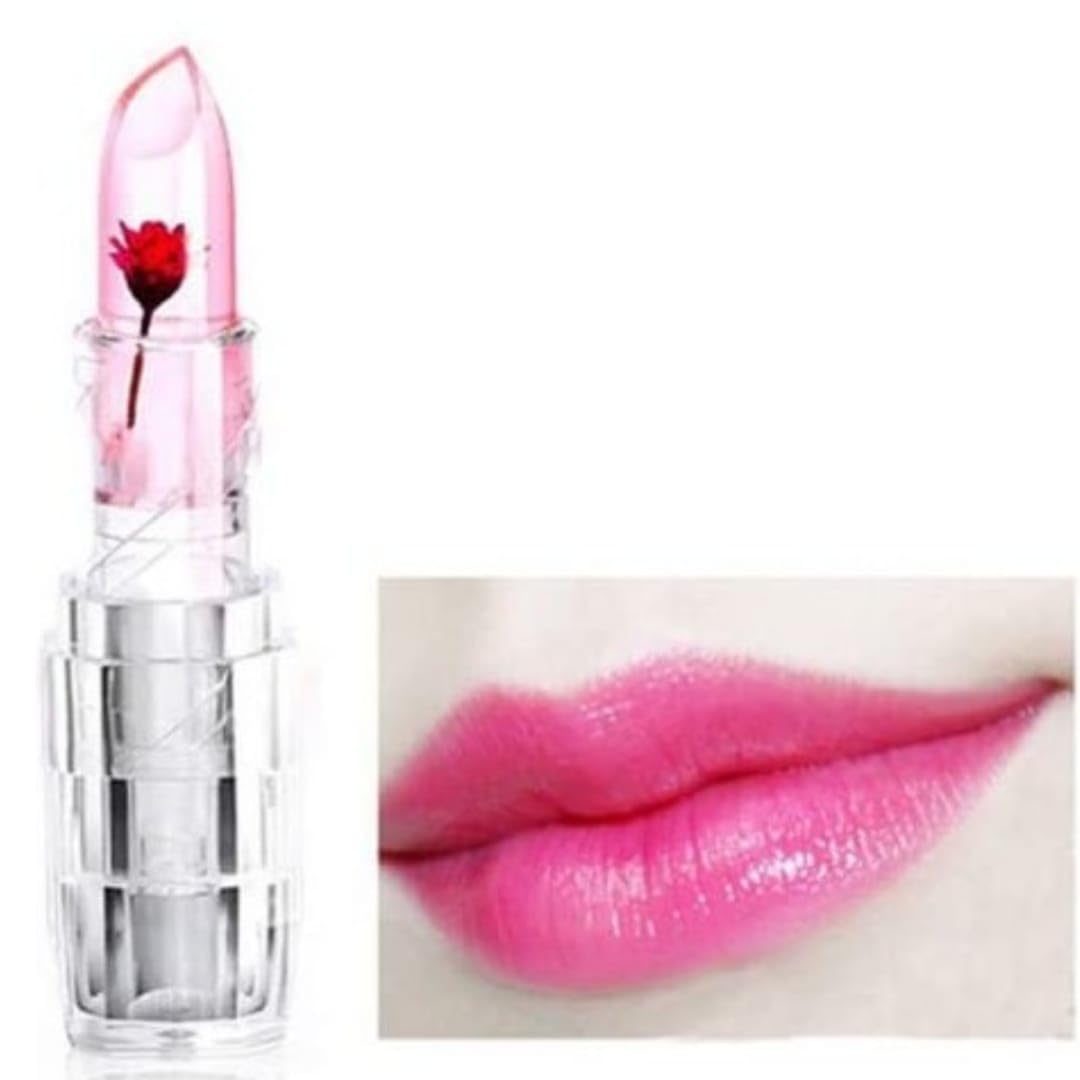 Professional Waterproof Moisturizing Flower Crystal Glossy Lipstick Jelly Flower Transparent Color Changing Lip Balm Lipstick For Girls & Women Pack Of 1