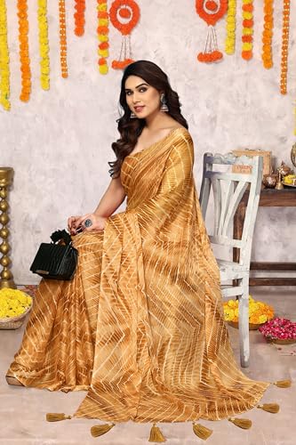 Image of MIRCHI FASHION Saree for Woman Chiffon Shibori Printed | Lightweight Regular Use and Professional Office Sari with Blouse Piece