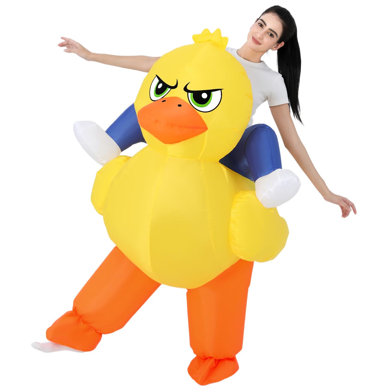 JASHKE Inflatable Duck Costume Adult Ride on Duck Inflatable Suit Funny Blow up Costumes Halloween Christmas Carnival