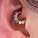 TRBR 16G Silver Rainbow CZ Daith Earring Jewelry - Surgical Steel Septum Ring Jewelry for Septum Piercing - Gemstone Septum clicker - 8mm 10mm - Dainty Daith Hoop (16G-8mm, Silver+Rainbow CZ)