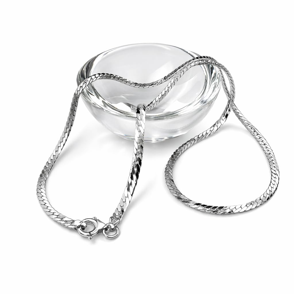 Halskette Silberkette 925 Silber Damen Panzerkette flach 42 cm x 3 mm Anhängerkette