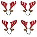 Produktbild 4 x Haarreif Set * RENTIERGEWEIH MIT GLOECKCHEN UND Ohren * als Verkleidung für Weihnachten und Mottoparty // tolle Verkleidung für eine lustige Motto-Party // Haarreif Accessoire Tiara Reif Hirsch