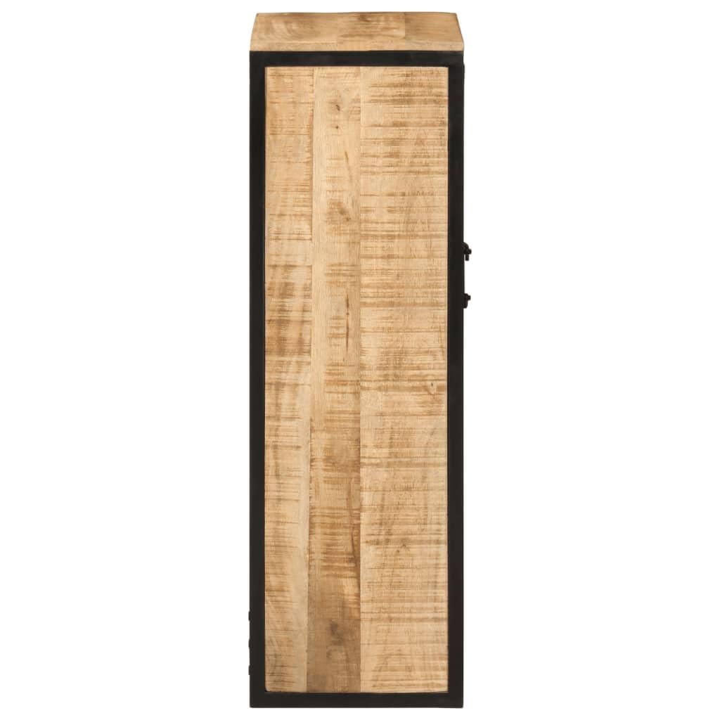 Badschrank 40x27x90 cm Massivholz Mango und Eisen mit Metallgriff für Badezimmer Aufbewahrung Stauraum
