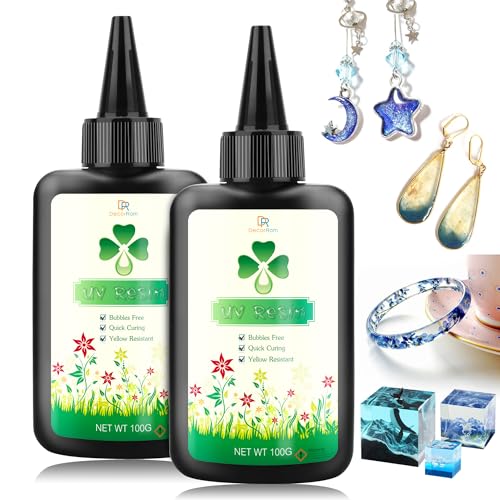 Resina UV Transparente, Pegamento UV Duro para Hacer Joyas, Manualidades de Resina (200 g)