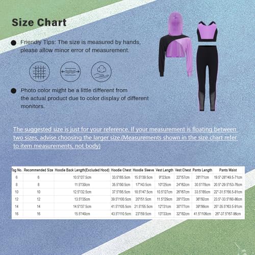 Kids Girls Color Block Street Dance Outfits Long Sleeve Hooded Crop Top Sports Vest and Leggings Set3