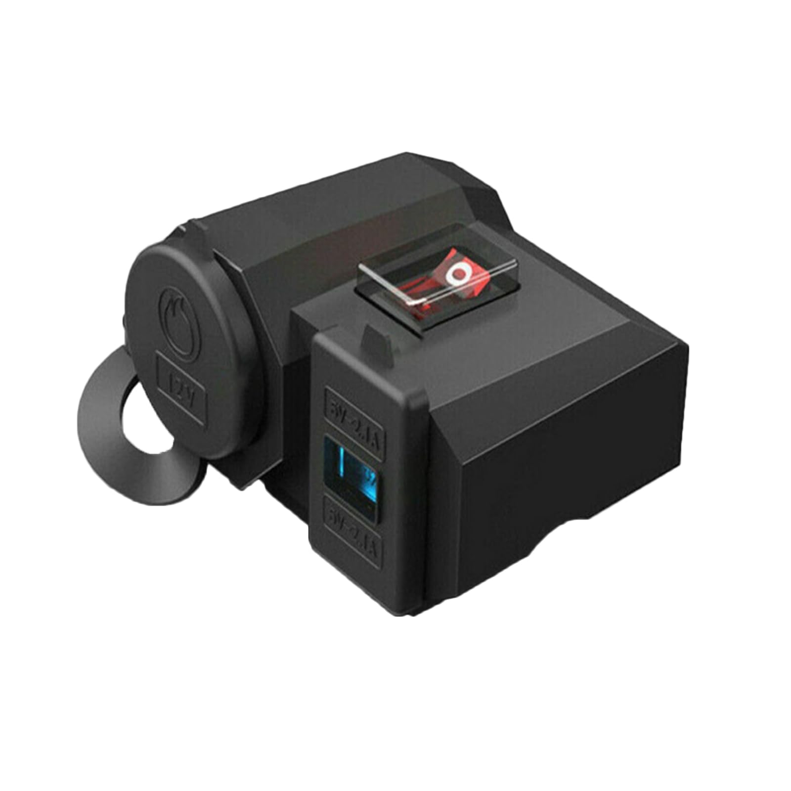 Accendisigari per moto, impermeabile, 12 V/24 V, presa USB, presa per moto, con due porte USB per moto, impermeabile, caricabatteria da auto da incasso (A)