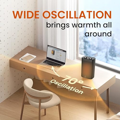 Image of Goodscity Room Heater for Home| 1500W PTC Ceramic, Fast Heating| Bedroom, Office, Indoor Use| For Small Space Upto 125 sqFt|Oscillation, Fan Mode, 2 Heat Setting, Safety Protection|1 Year Warranty