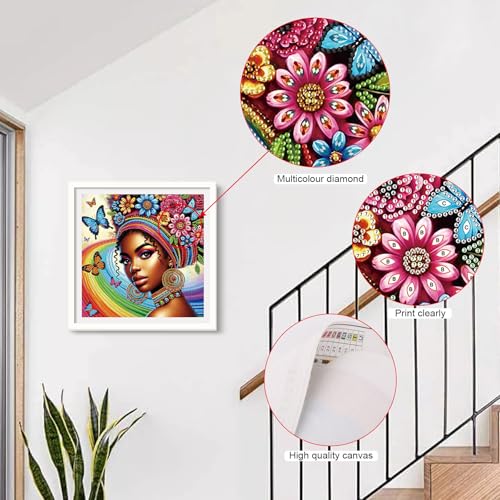 Image of AiYuanzsh 5D Special Shaped Diamond Painting Kit - African American Woman Design, Unique Crystal Rhinestone Diamond Art Set for Beginners and Adults, Perfect for Home Wall Decor and Holiday Gifts