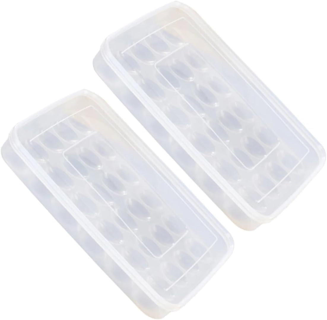 2pcs Plastic Freezer Egg Box with 30-grid Compartment Design and Lid Refrigerator Egg Holder from Crushing Fits into Fridge