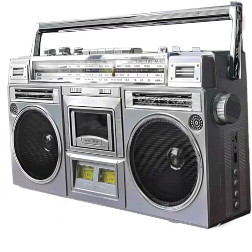 Boombox Cassette rétro avec radio AM/FM...
