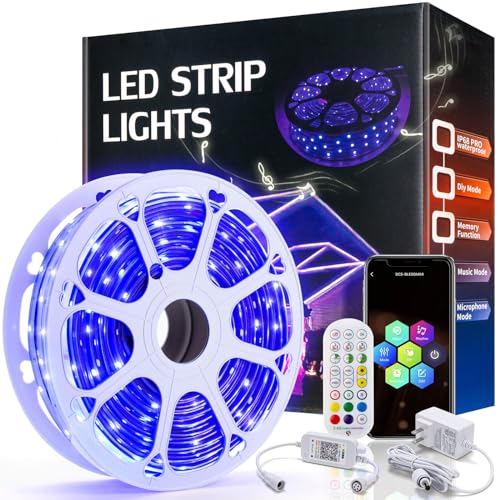 Tira de luces LED RGB impermeable de 200 pies para exterior miniatura 1