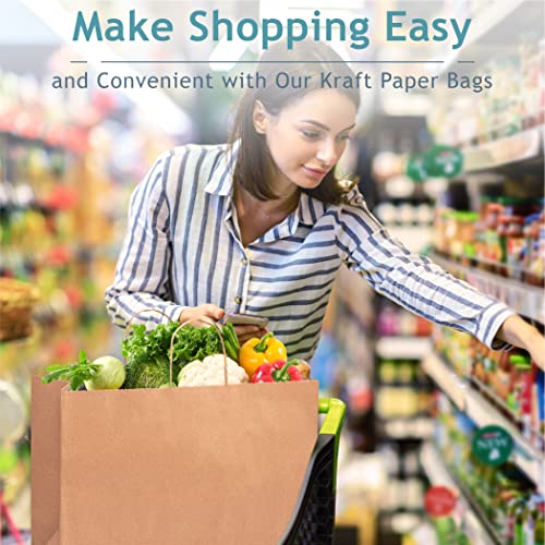 Bilinny Brown Paper Bags With Handles - Large Gift Bags With Handles - 16X6X12 Inches - 50 Pack Kraft Paper Bags - Paper Grocery Bags - Paper Bags For Small Business - Paper Shopping Bags With Handles #TOP2