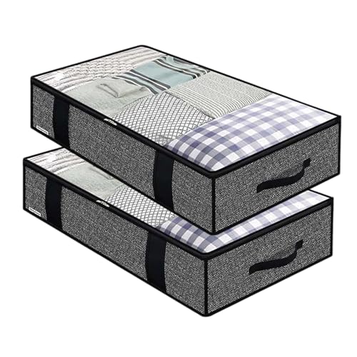 Panier de rangement sous le lit roll -out - caisse de rangement coulissante avec poignées et couvercle | Organisateur à l'envers pour chaussure, linge et étanchéité des jouets, boîte de