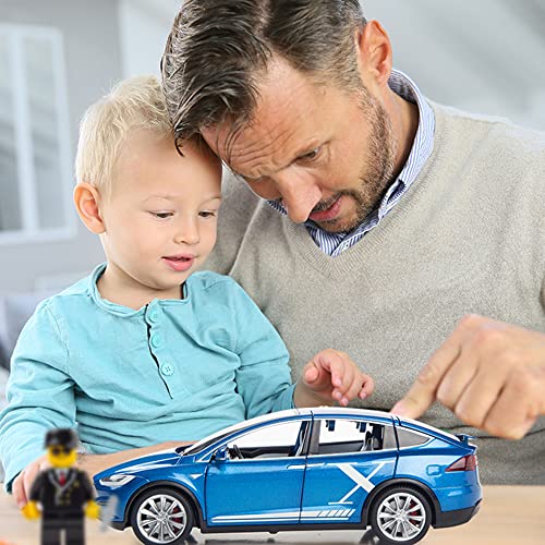 1/24 Scale Diecast Model X Toy Car, Alloy Casting Pull Back Collectible Car Vehicles With Sound And Light, Eagle Wing Door, Big Model X Car Model Toy For Kids Adults Gift (Blue) #TOP2