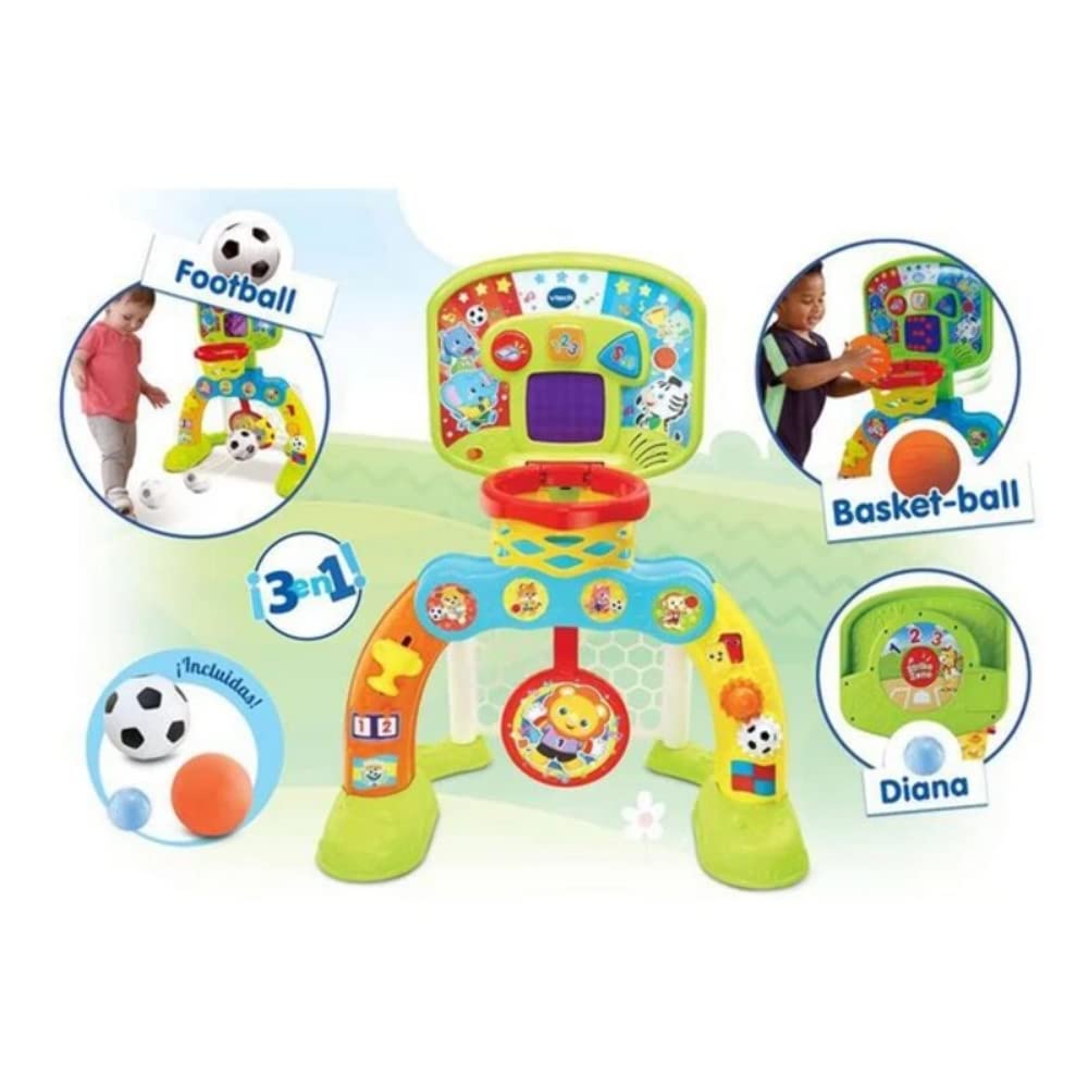 VTech 80-533522 Centre de Sport Basket-Gol, Cage de Football, Panier de Basket-Ball et Cible pour Jouer, Effets spéciaux et réponses interactives