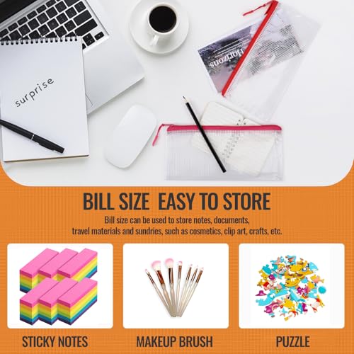 Image of 24pcs Mesh Zipper Pouch Bags 9.3 x 4.7 Inches, 8 Color Small Clear Pouches Bulk, Travel Cosmetics Organization, Classroom and Office Supplies
