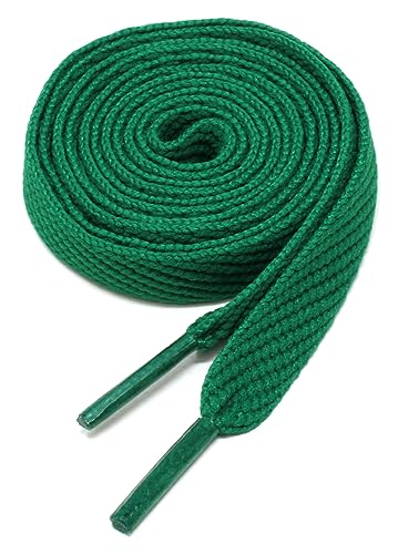 BCB Wear Skateboard Style Flat Shoelaces 1/2" Wide For All Shoes - 45" and 54" Lengths (Green-54)
