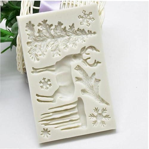Miniatura 4 de Molde de silicona con temática navideña, alce, copo de nieve, árbol, ciervo, fondant, postre, cubo de hielo, caramelo y chocolate