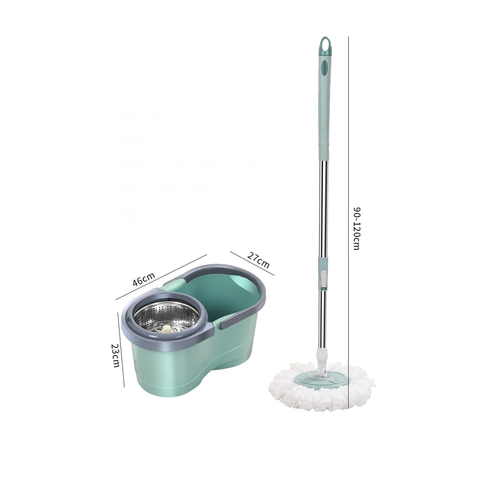 Zestaw mopa z wiadrem z mikrowłókna Spin-MOP i wiaderkiem System czyszczenia podłogi wielokrotnego użytku ściereczka z mikrofibry nadaje się do czyszczenia wszystkich rodzajów podłóg (kolor: A, rozmiar: 1 mop HEA