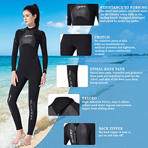 Foto von 3 mm Neoprenanzug für Damen, Reißverschluss hinten Ganzkörper Tauchanzug, Einteilig Nassanzüge Taucheranzug für Schnorcheln, Tauchen, Schwimmen, Surfen, Spearfishing, Wassersportarten