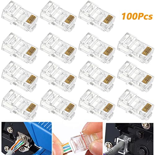 Demarsen 100 PCS RJ45 Connector Cat6, RJ45 Connector Pass Through Cat6 ...