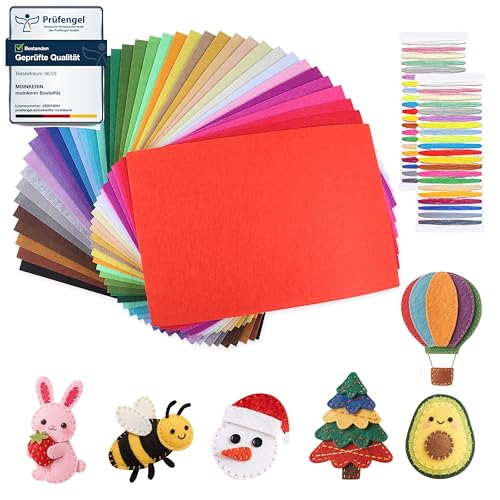 moinkerin Bastelfilz 40 Stücke Filzstoff 20X30CM Filz zum Basteln für DIY...