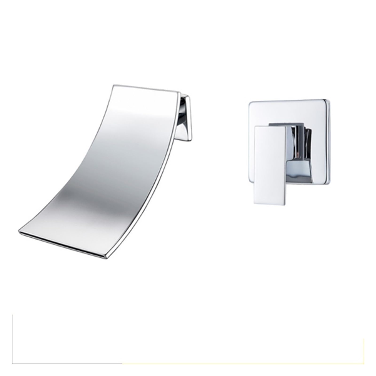 Robinet de bassin cascade chrome mural au design épuré pour salle de bain