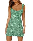 Meikulo Ditsy Floral Dress for Women Summer Dresses Cute Sweetheart Neckline Polka Dot Mini Dress Ru