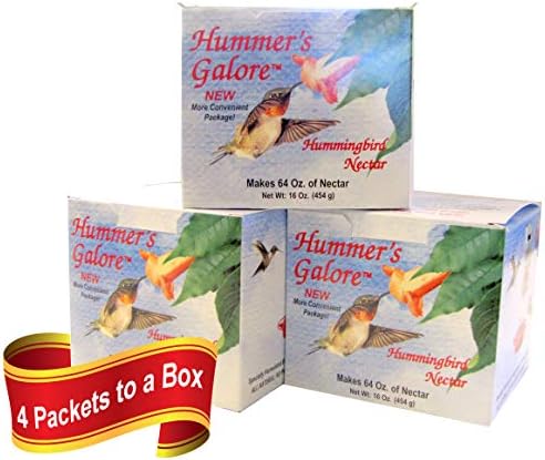Hummers Galore, Hummingbird Food, 192 oz, All Natural Hummingbird Nectar for Healthy Hummingbirds, 3 Boxes Make 192 oz