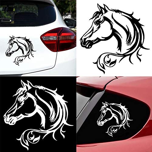 Car777 Car Decals Fashion Horse Head Reflective Truck Vehicle Body Window Sticker Decor - Black #TOP1