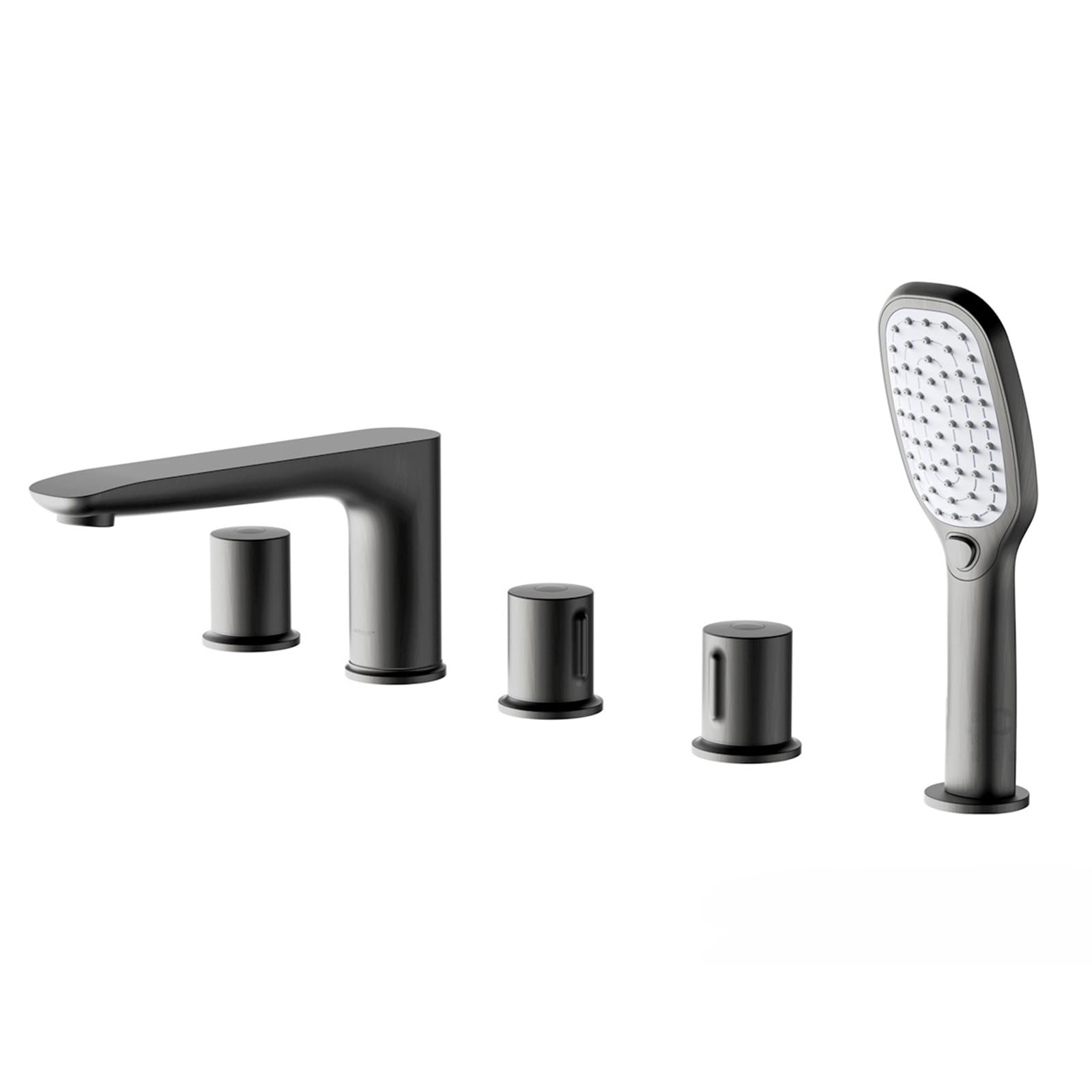 NZPOST Bathroom Tub Tap Black Deck Mounted Bath Shower Mixer Tap with Pull Out Hand Held Shower Head and H