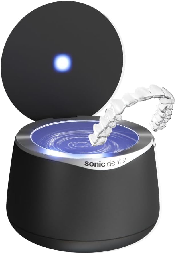 Sonic Pro Dental Cleaning Pod, 43kHz Ultrasonic Retainer Cleaner Machine for Dentures, Mouthguards, Braces, Aligners, Toothbrush Heads, Jewellery & All Dental Appliances (Onyx Black)