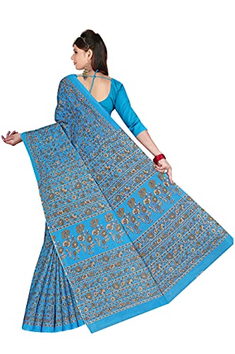 Image of TAMAIRA FASHION Mulmul Pure Cotton Saree For Woman Kalamkari Printed|Office Wear Daily Wear Sarees For Women Without Blouse Piece (Available in 9 Colours)