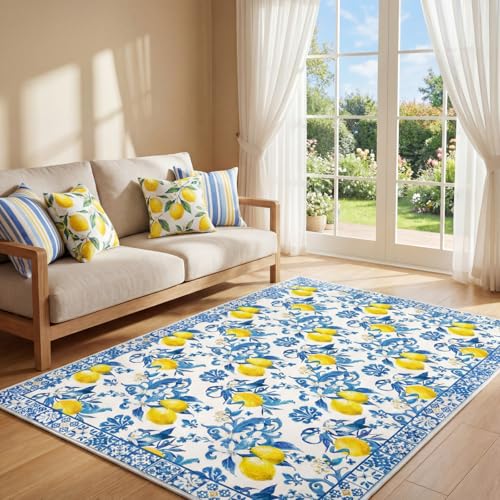 SATINIOR Lemon Area Rugs 5x7 Feet Summer Area...