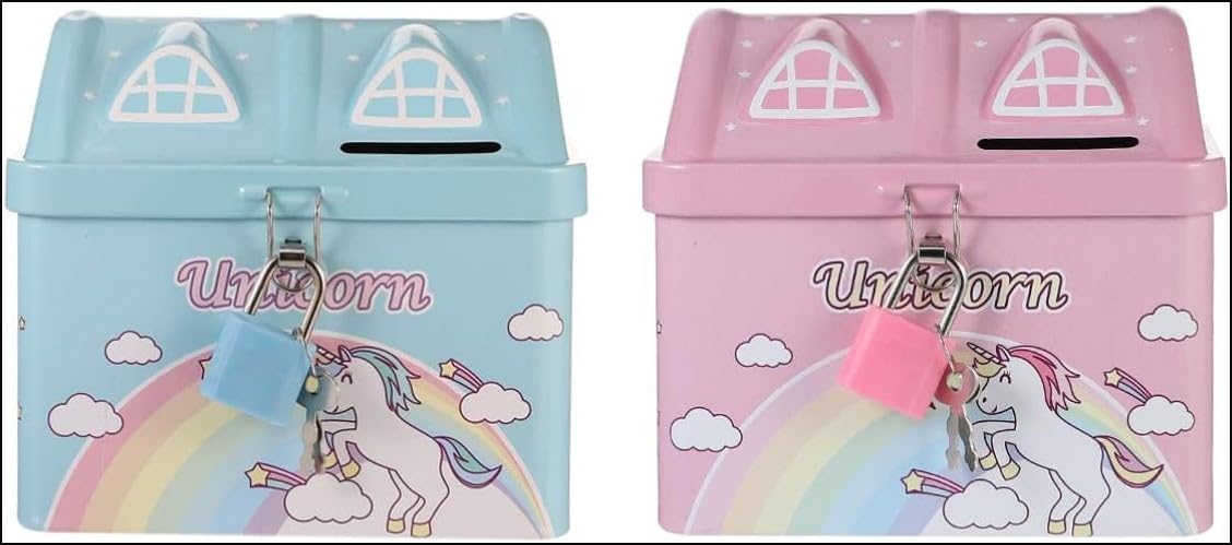 Caught Trendy Cute Combo of Unicorn Hut Shaped Piggy Bank Coin Box, Money Bank for Kids and Best Birthday Return Gift (Random Color - 2 Unit) (B0CVTS35V3) Amazon Price History, Amazon Price Tracker