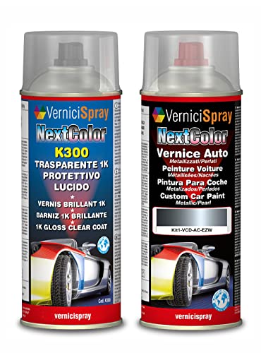 Kit Retouche Voiture compatible avec CITROEN BERLINGO EZW GRIS FER MET. - Bombe de peinture Couleur originale du constructeur et Vernis Transparent, 400 ml