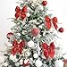 AIMUDI Red Glitter Wired Ribbon Bows with Twist Tie 5.5