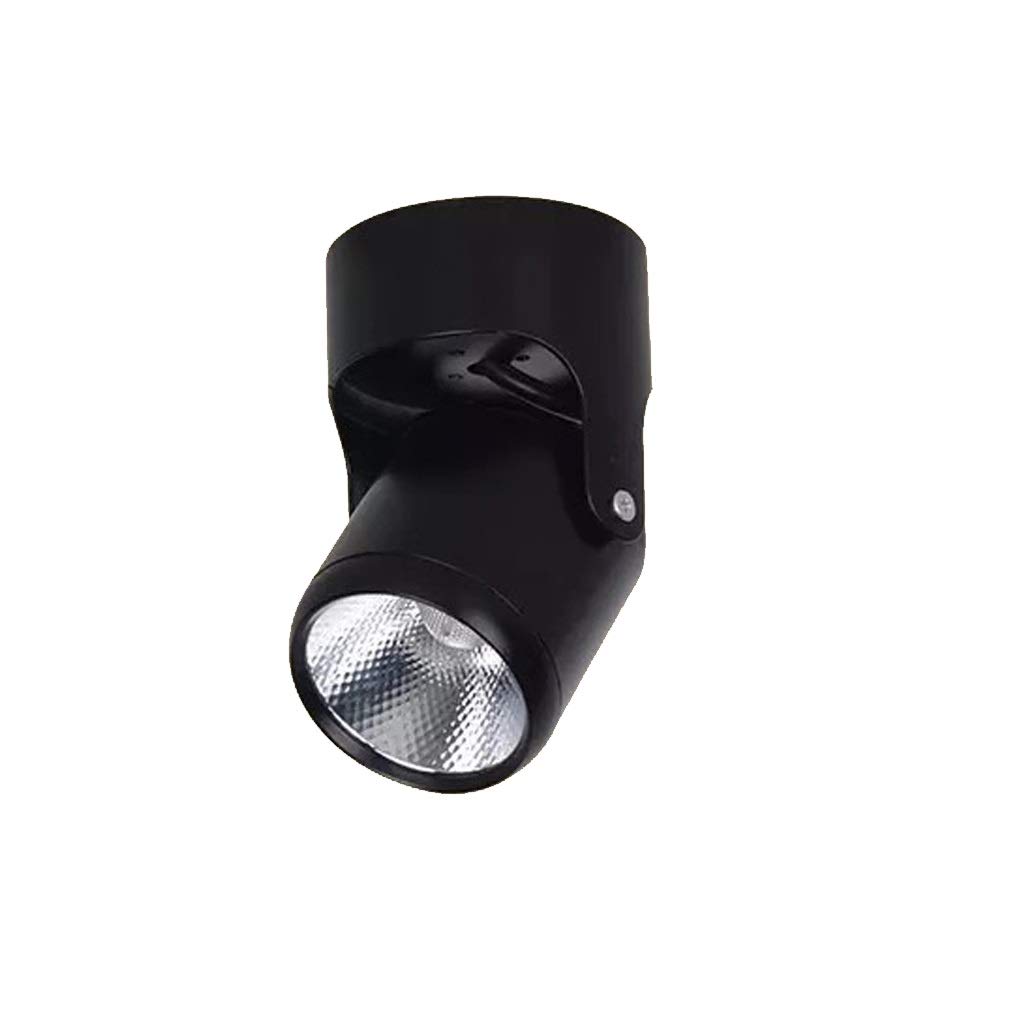 ZNULA Wall-Mounted Spotlight LED Single Light Universal Adjustable Spotlight Track Light Small Ceiling-Style Living Room Aisle TV Background Wall ( Color : Schwarz , Size : Warm Light -7w )