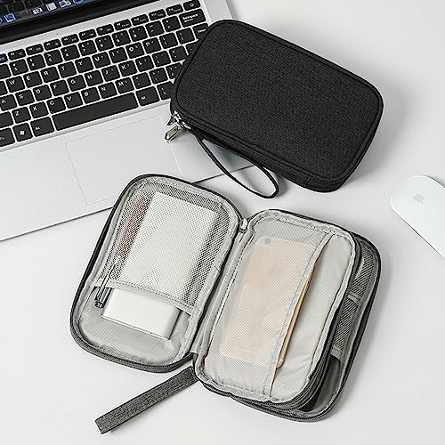 OdiuK Kabeltasche Elektroniktasche – Wasserdichter, Doppelter Reißverschluss, Reise Organizer für Kabel, Powerbank, USB-Zubehör – Perfekt für Alltag, Büro & Reisen