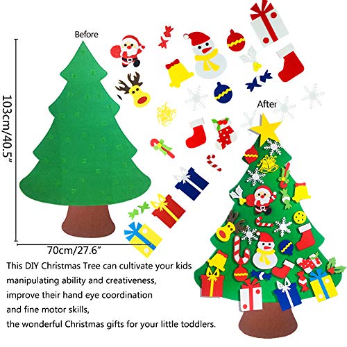 Kids Diy Felt Christmas Tree With 30Pcs Set Wall Hanging Detachable Ornaments Xmas Gifts Children Friendly Christmas Home Decorations #TOP1