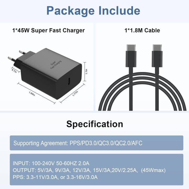 Cavo Universale Per Samsung Galaxy Lg Huawei Cavo USB-C A USB-C Caricatore Rapido 3 Ft (1m) - Ricarica Veloce QC 3.0 - Nero - Universale Per Smartphone Cavo Ricarica Rapida