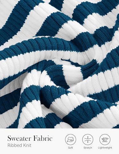 Image of PRETTYGARDEN Summer High Neck Striped Tank Tops for Women Casual Sleeveless Sweaters Basic Ribbed Knit Slim Fitted Shirts