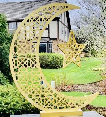Eid Hilal Moon Star Light Stand Large Crescent Welcome Night Lights Crescent Tree D cor Muslim Table D
