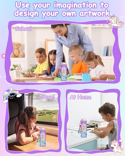 Mädchen geschenke 5 6 7 8 9 Jahre ：DIY Wasserflasche Basteln Einhorn Geschenke für Mädchen 5 7 8 10 11 12 Jahre Diamond Painting Aufklebern basteln Kinder geschenk mädchen Geburtstag Geschenkideen